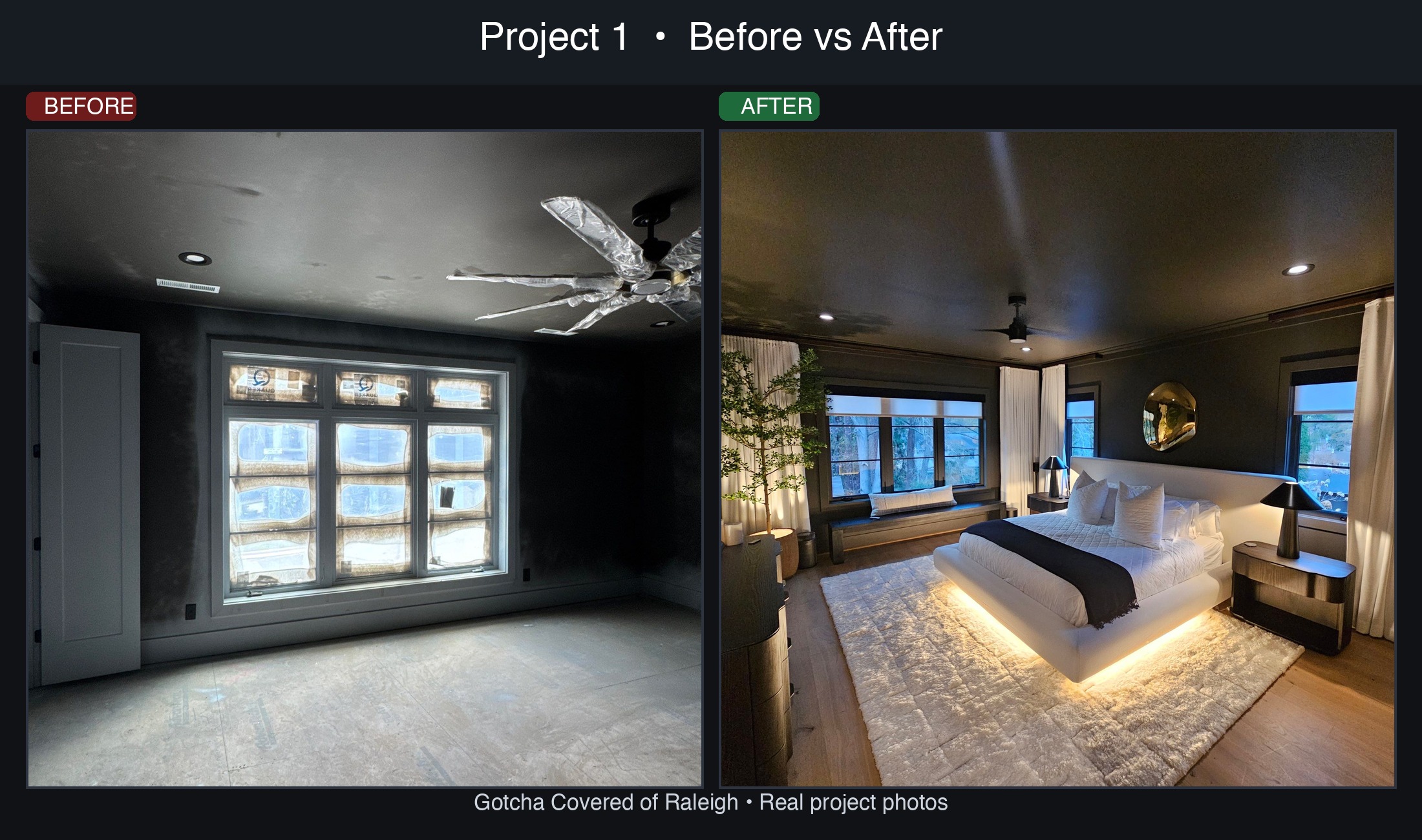 Before and after entryway project by Gotcha Covered of Raleigh