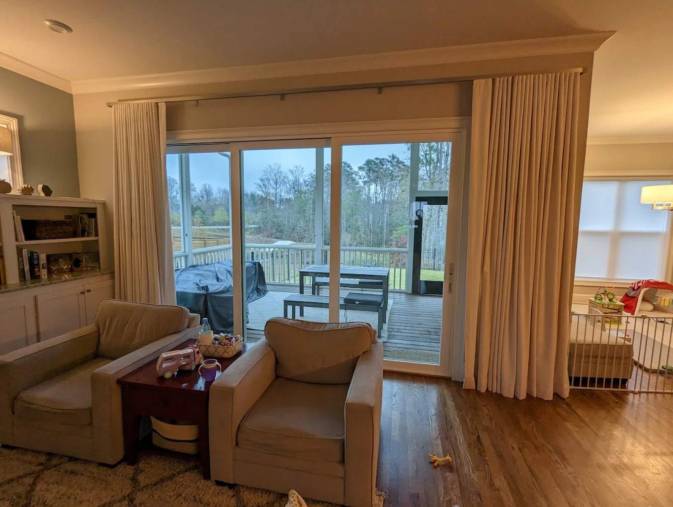 Floor-to-ceiling dark drapery