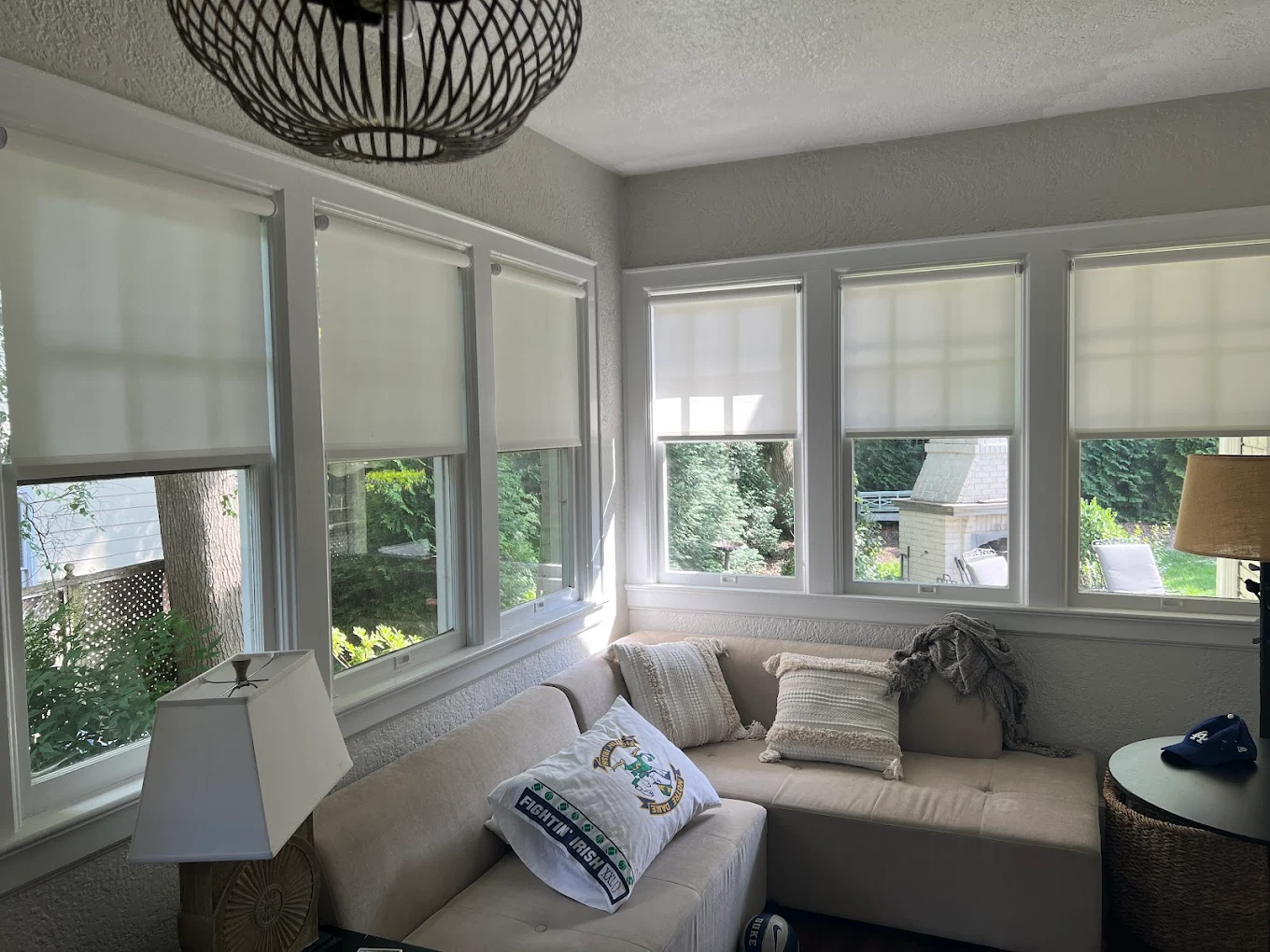 Sunroom with roller shades